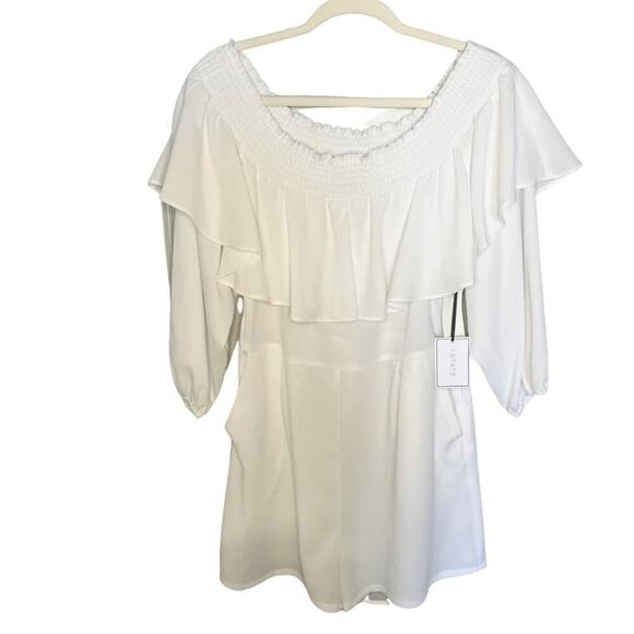 1. State Off The Shoulder Long Sleeve Romper - Picture 2 of 6